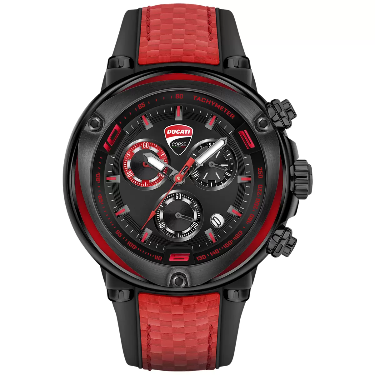 Ducati Partenza Chronograph Black Dial Leather Silicon Watch