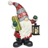 Holiday Gnome Greeter with LED lit Lantern