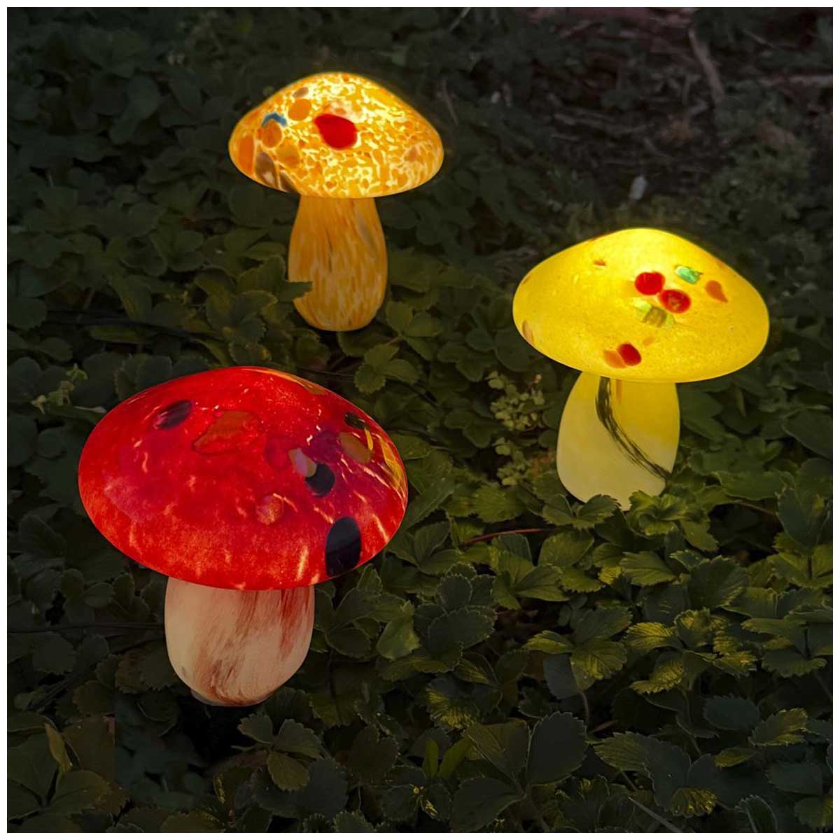 Infinity X1 Solar Landscape Light Glass Mushroom 3 Pack Infinity X1 Solar Landscape Light Glass Mushroom 3 Pack