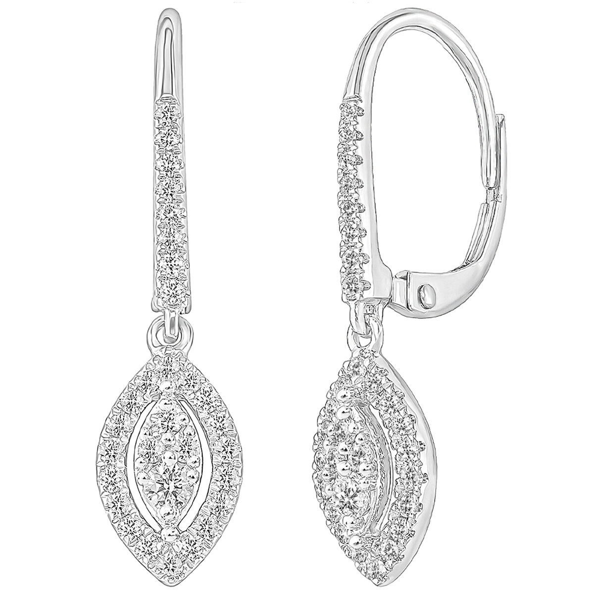 18KT White Gold 0.33ctw Round Diamond Drop Earrings