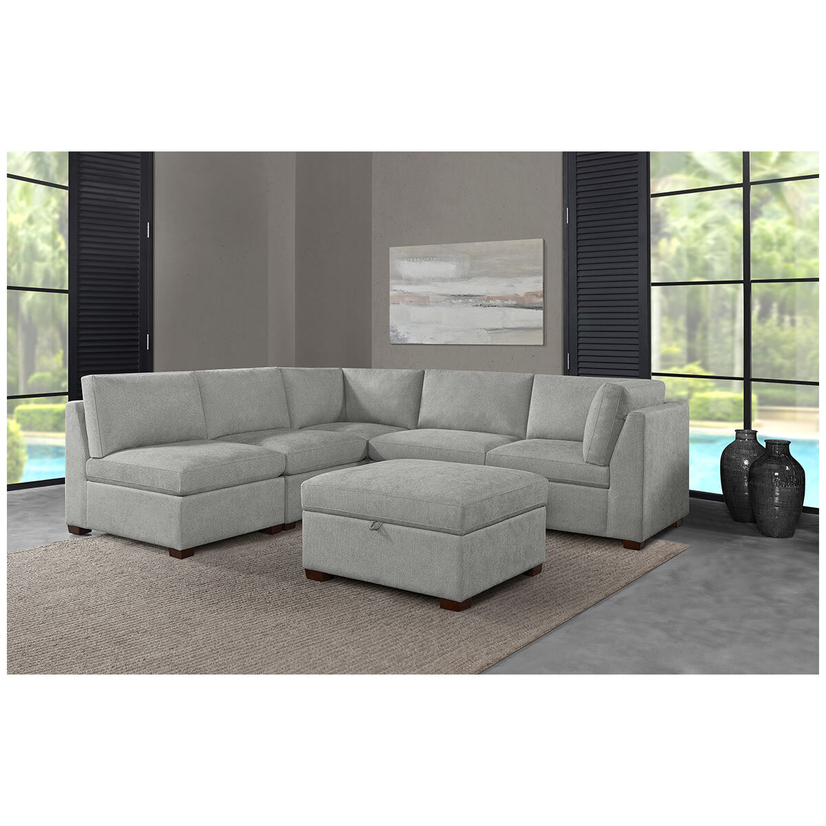 Thomasville New Rockford 6 Piece Modular Fabric Sectional