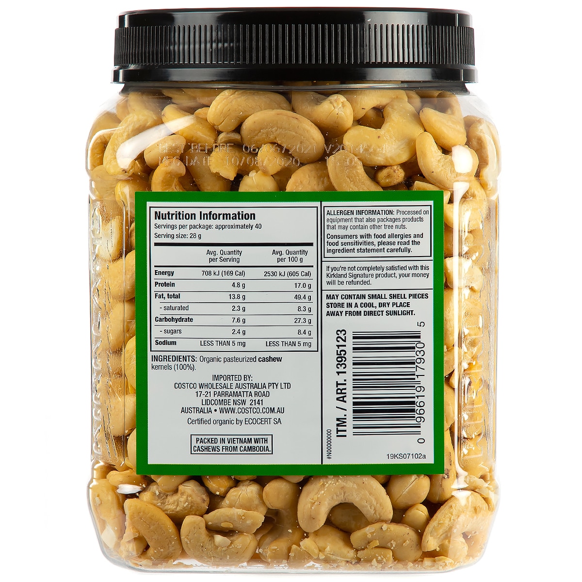 Kirkland Signature Organic Cashews 2 x 1.13kg | Costco Australia