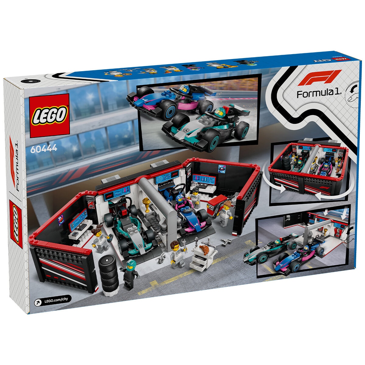 LEGO City F1 Garage & Mercedes-AMG & Alpine Cars Toy Playset 60444