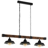 Oldbury 3 Light Pendant Black Rustic Wood