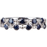 18KT White Gold 0.12CTW Diamond & Blue Sapphire Ring