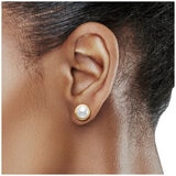 18KT Yellow Gold 9-10MM Cultured Pearl Bezel Earrings/