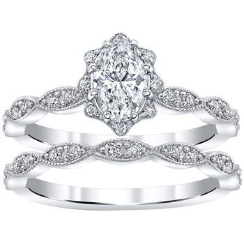 18KT White Gold 1.00ctw Diamond Bridal Ring Set