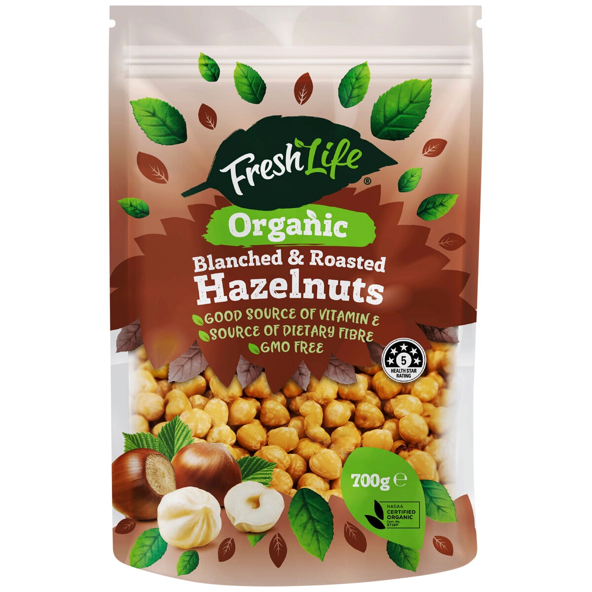 Freshlife Organic Blanched & Roasted Hazelnuts 700