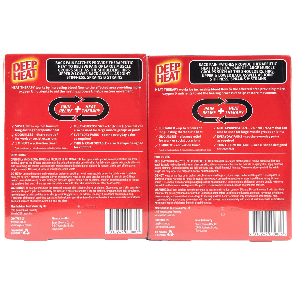 Deep Heat Back Patches 4 x 2 Pack