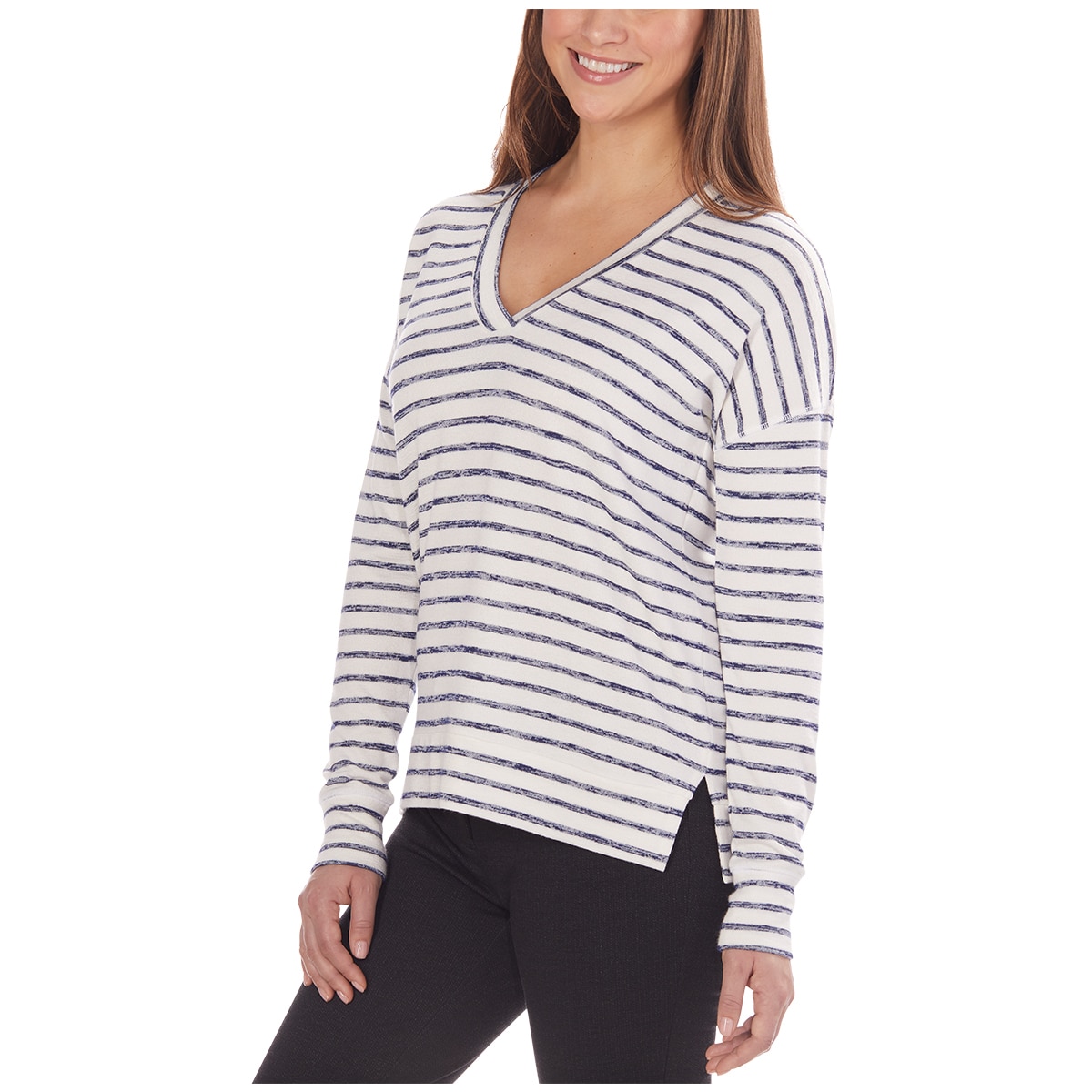 Kirkland Signature Womens LS Vneck Top - Ink