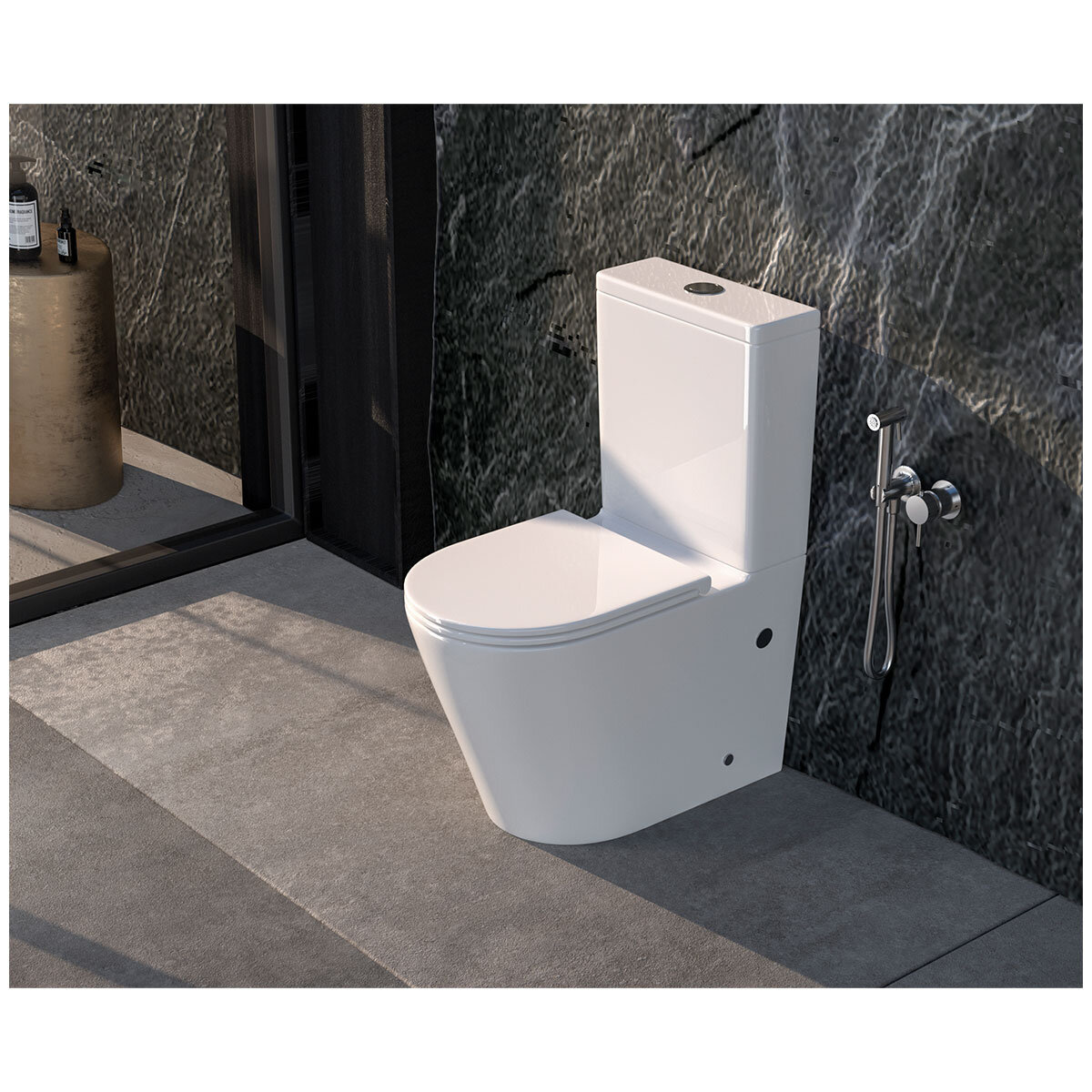 JOMOO Round Back To Wall Ceramic Toilet Suite Rimless