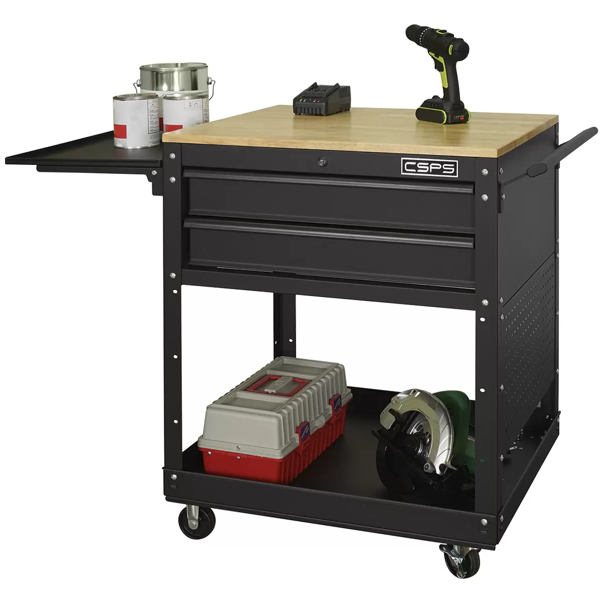 CSPS Tool Cart Rubber wood work Surface 68.6cm