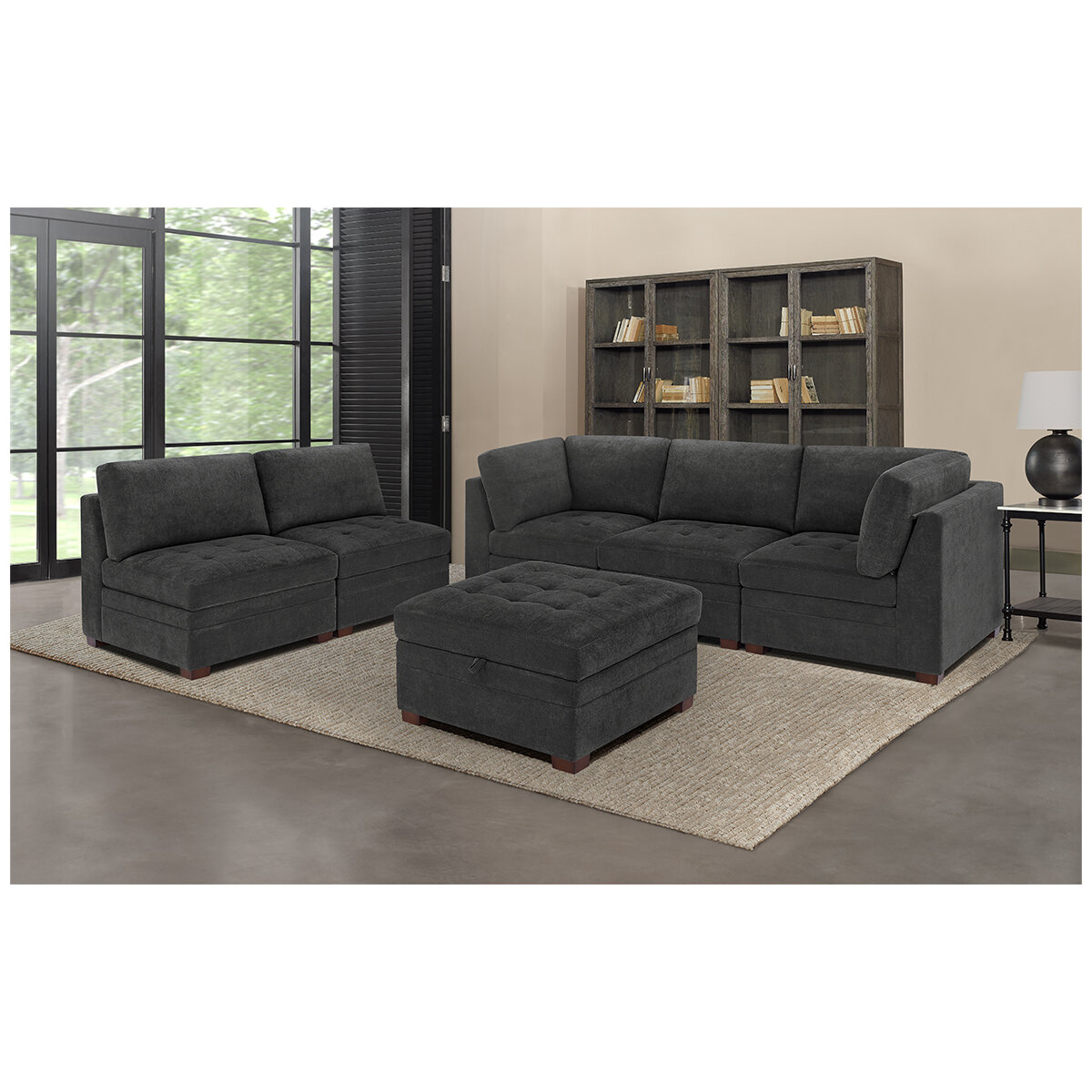 Thomasville Modular Sectional with Storage Ottoman