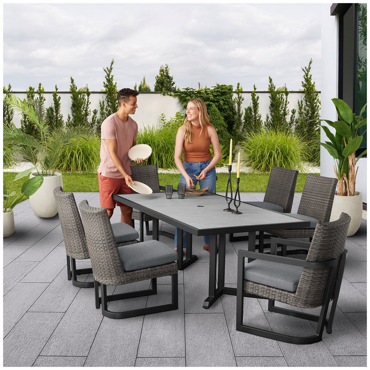 Agio Luna 7 Piece Woven Dining Set Agio Luna 7 Piece Woven Dining Set