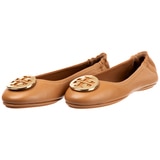 Tory Burch Minnie Travel Logo Ballerina Flats - Tan Gold