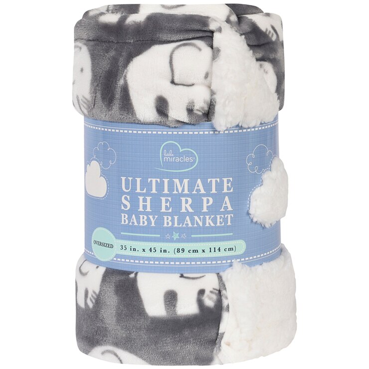 Little Miracles Ultimate Sherpa Baby Blanket Elephant 