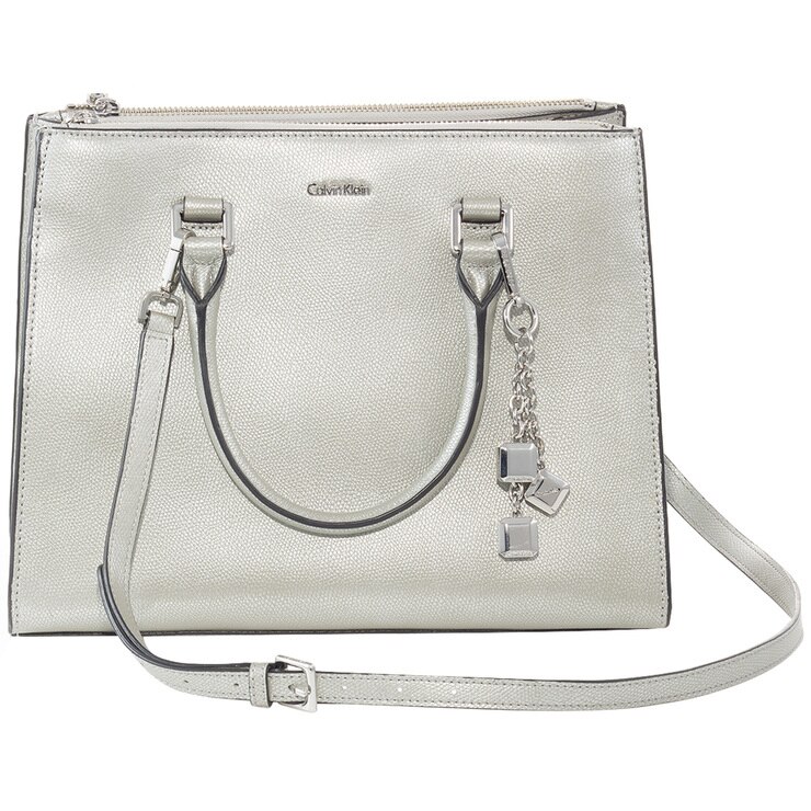 Calvin Klein Mercury Leather Satchel Bag Silver | Costco Australia