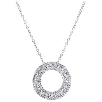 18KT White Gold 0.85ctw Diamond 3 Row Circle Pendant Set