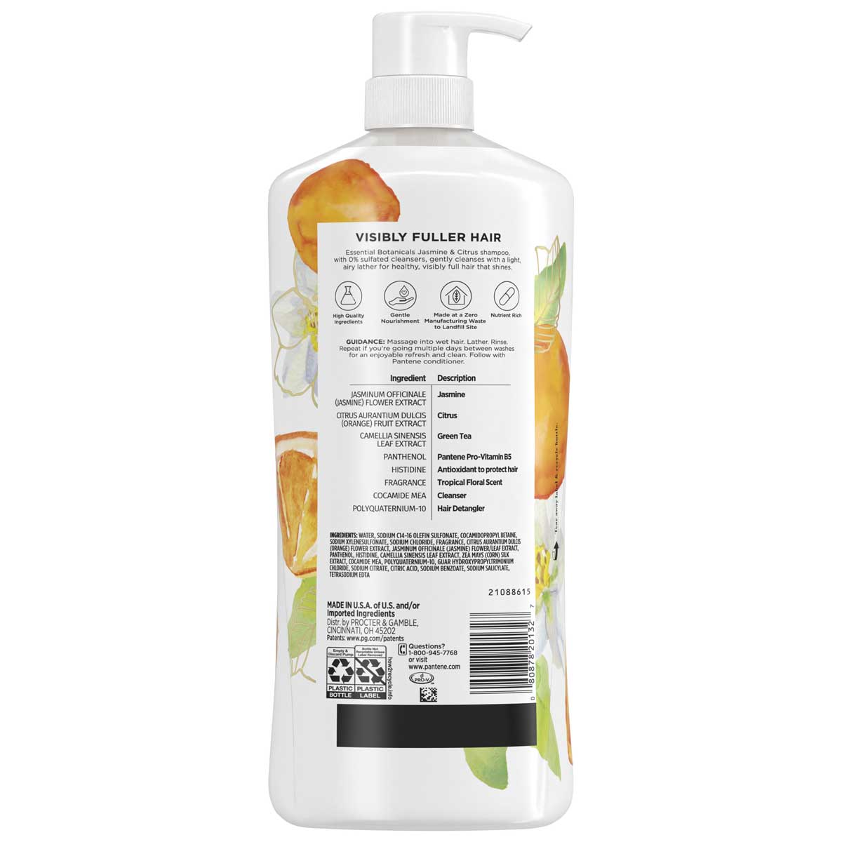Pantene Essential Botanicals Jasmine And Citrus Shampoo 1.13L Pantene Essential Botanicals Jasmine And Citrus Shampoo 1.13L