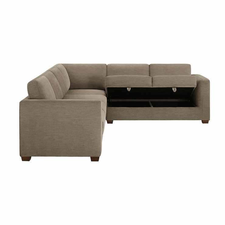 Thomasville Caler 3 Piece Fabric Sectional with Sleeper and Storage Seat Thomasville Caler 3 Piece Fabric Sectional with Sleeper and Storage Seat