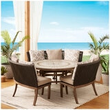 Agio Sebastian Woven Bench Dining Set 4 Piece