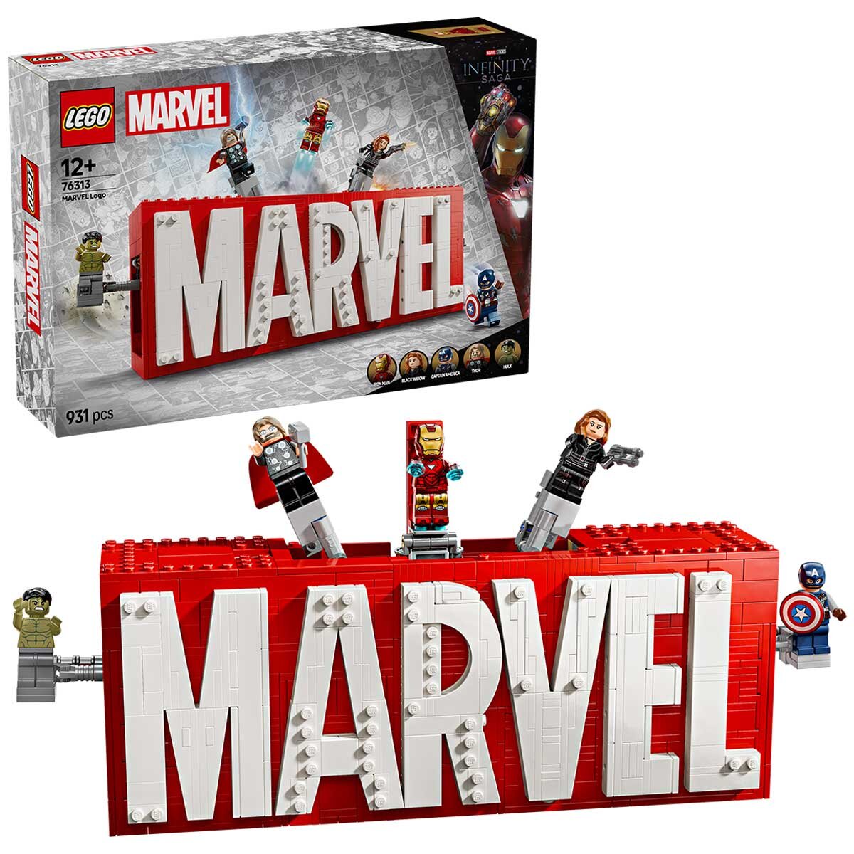 LEGO Marvel MARVEL Logo & Minifigures Collectible, Buildable Set 76313