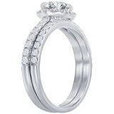 18KT White Gold 0.73CTW Round Centre Diamond Ring Set/