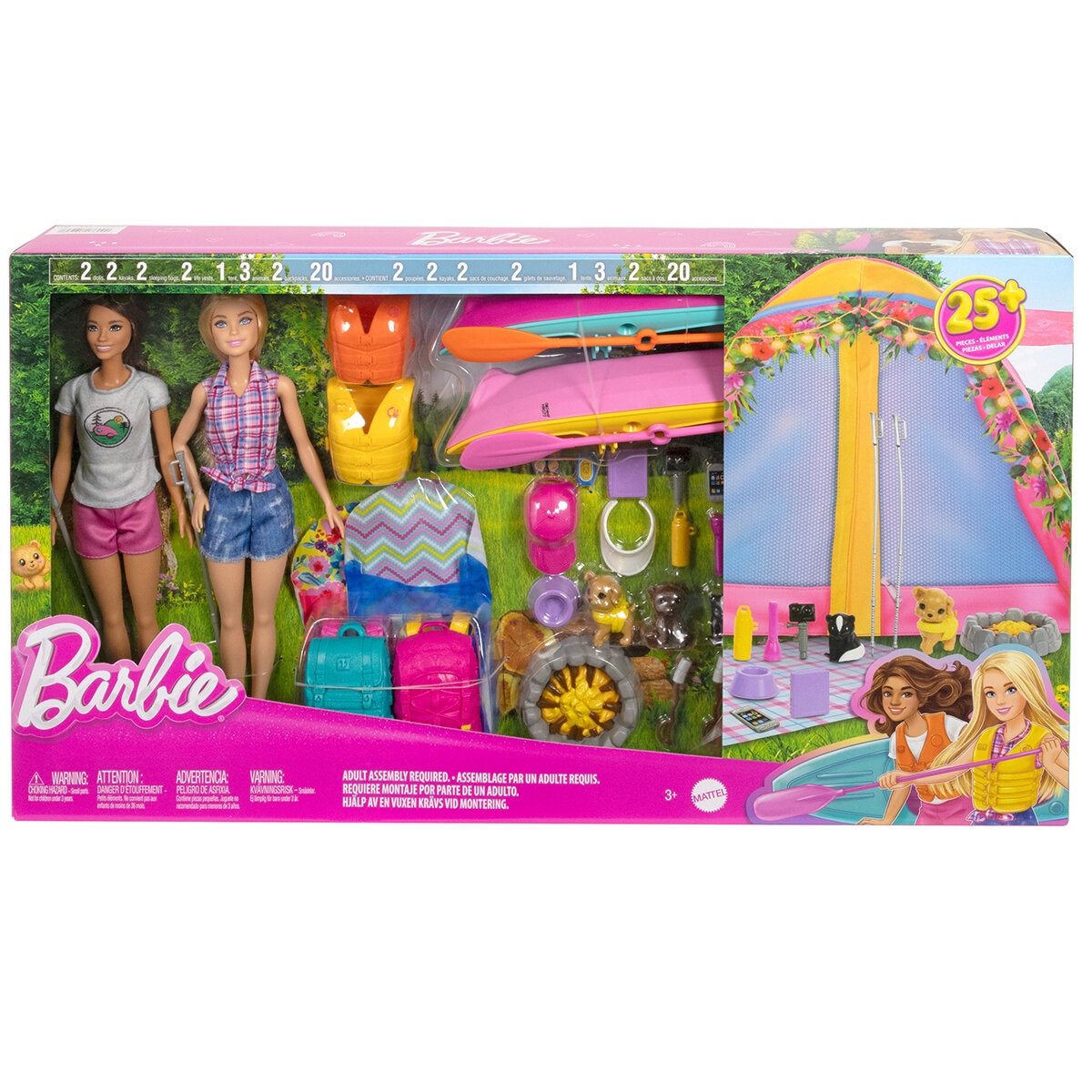 Barbie Camping Tent Kayak Doll Set With Accessories