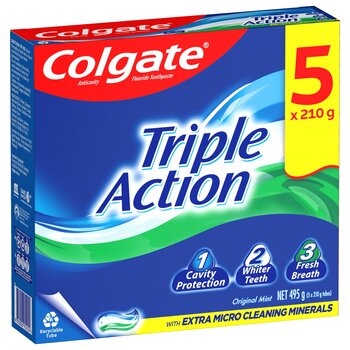 Colgate Triple Action Toothpaste 5 x 210g