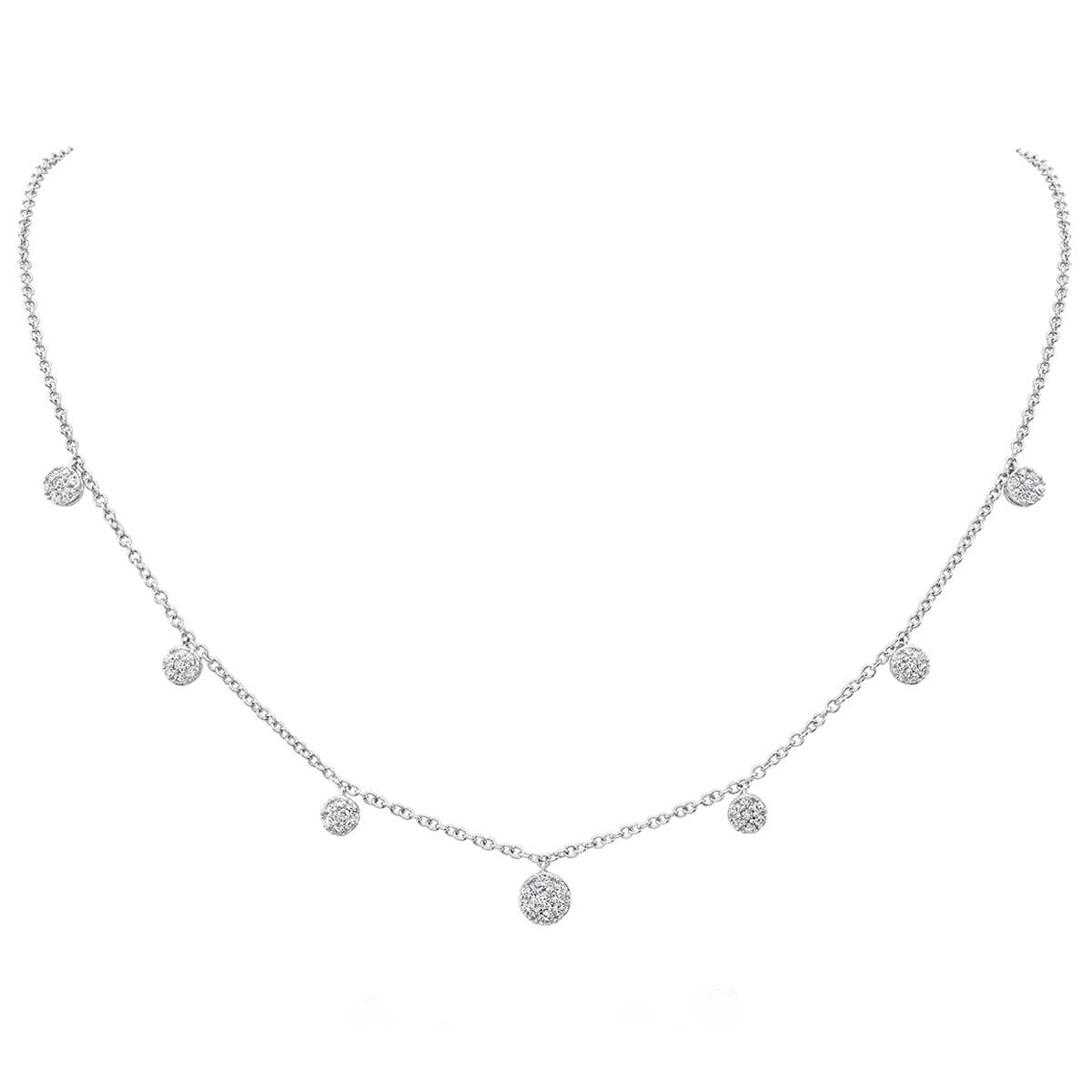 18KT White Gold 0.65ctw Diamond Cluster Necklace