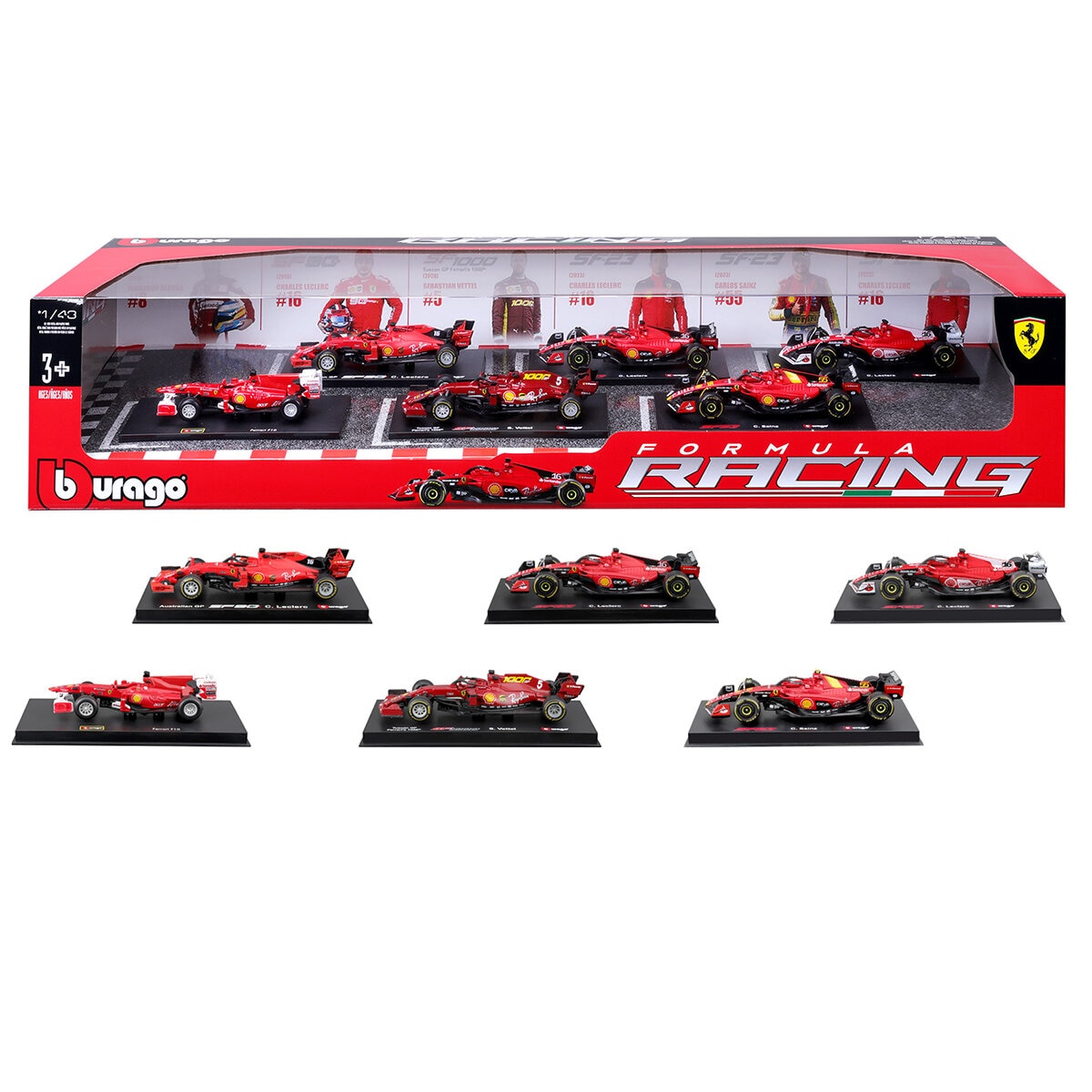 Maisto 1:43 Formula Racing Die Cast 6 Pack Ferrari