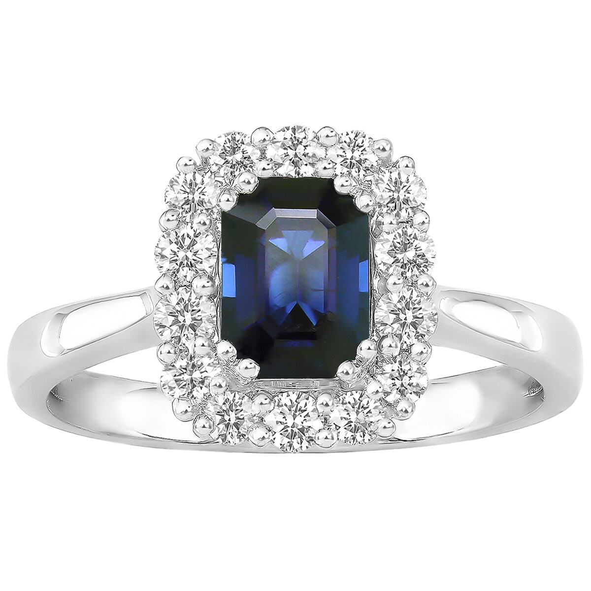 18KT White Gold 0.37ctw Diamond Sapphire Centre Ring