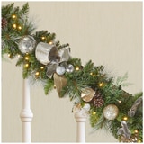 Decorated Pre-Lit Christmas Garland 2.74m