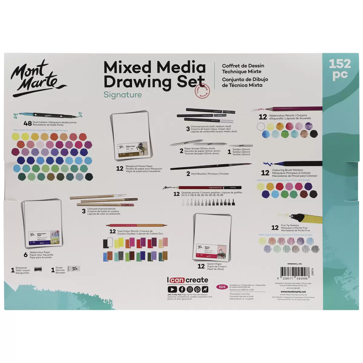 Mont Marte Mixed Media Drawing 152 Piece Set