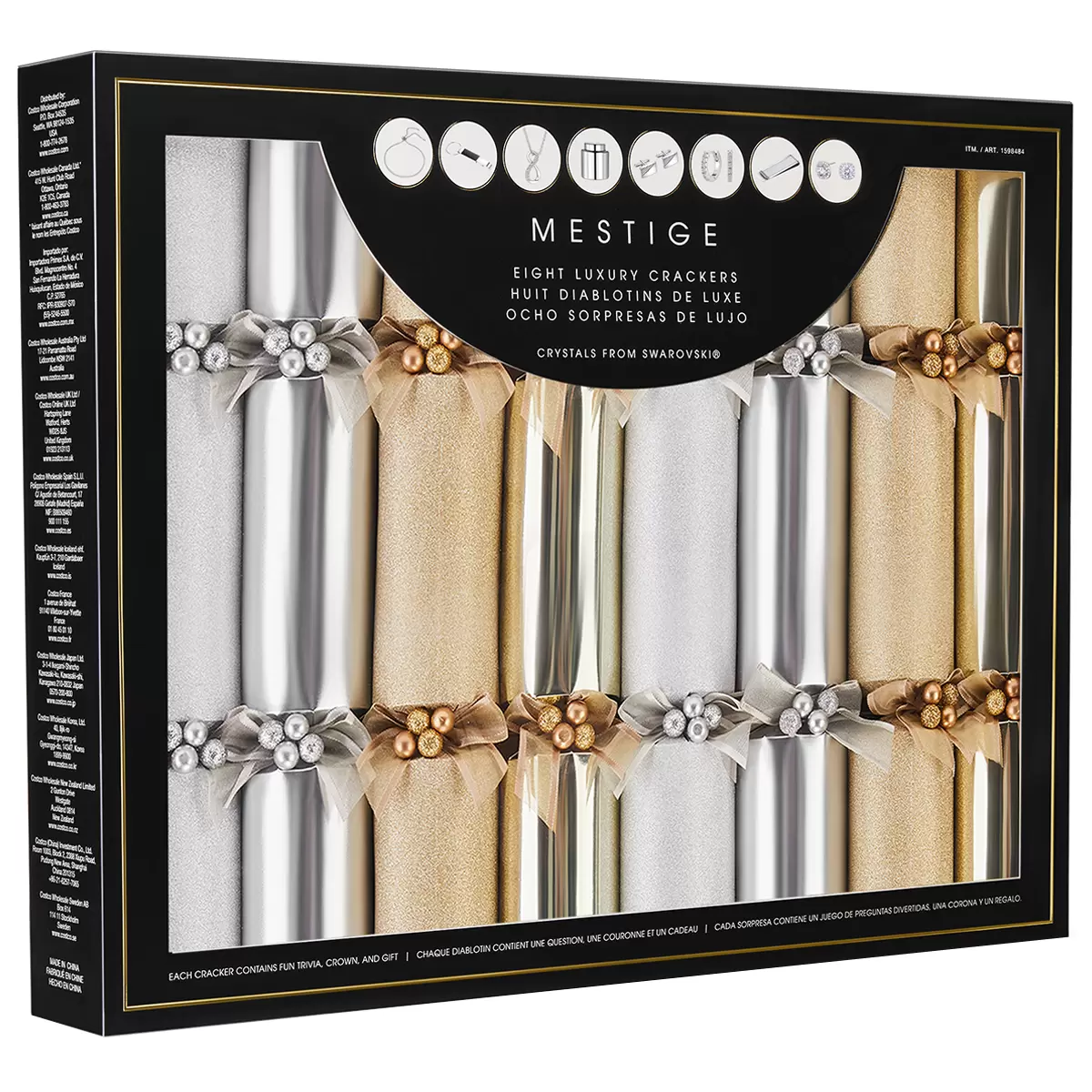 Mestige Luxury Crackers with Gifts 8 Pack 