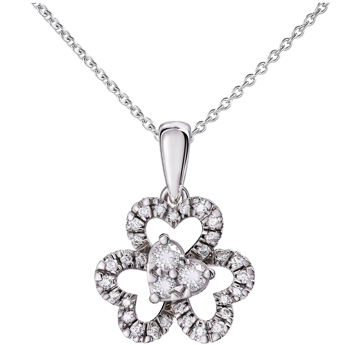 18KT White Gold 0.25ctw Round Brilliant Cut Diamond Clove...