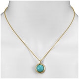 14KT Yellow Gold Turquoise Circle Pendant Necklace