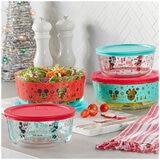 Pyrex Holiday Glass Storage 8 Piece Set Mickey and Minnie