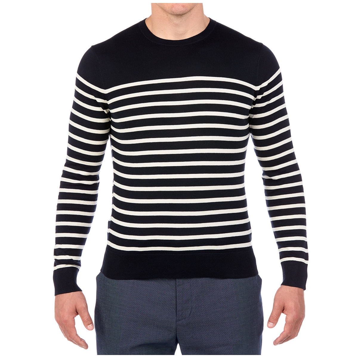 Brooks Brothers Men's Marino Sweater Navy Stripe | Costco...