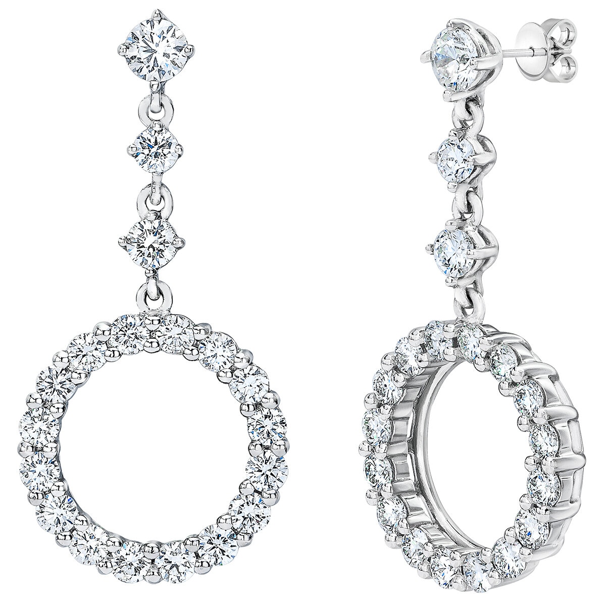 18KT White Gold 1.23ctw Round Diamond Circle Drop Earrings