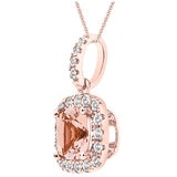 18KT Rose Gold 0.20ctw Round Diamond Morganite Pendant