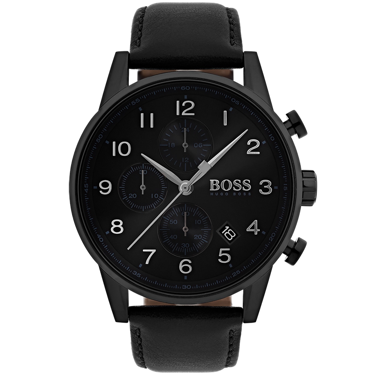 hugo boss chronograph leather strap watch