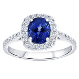 18KT White Gold 0.41ctw Diamond Halo Sapphire Ring