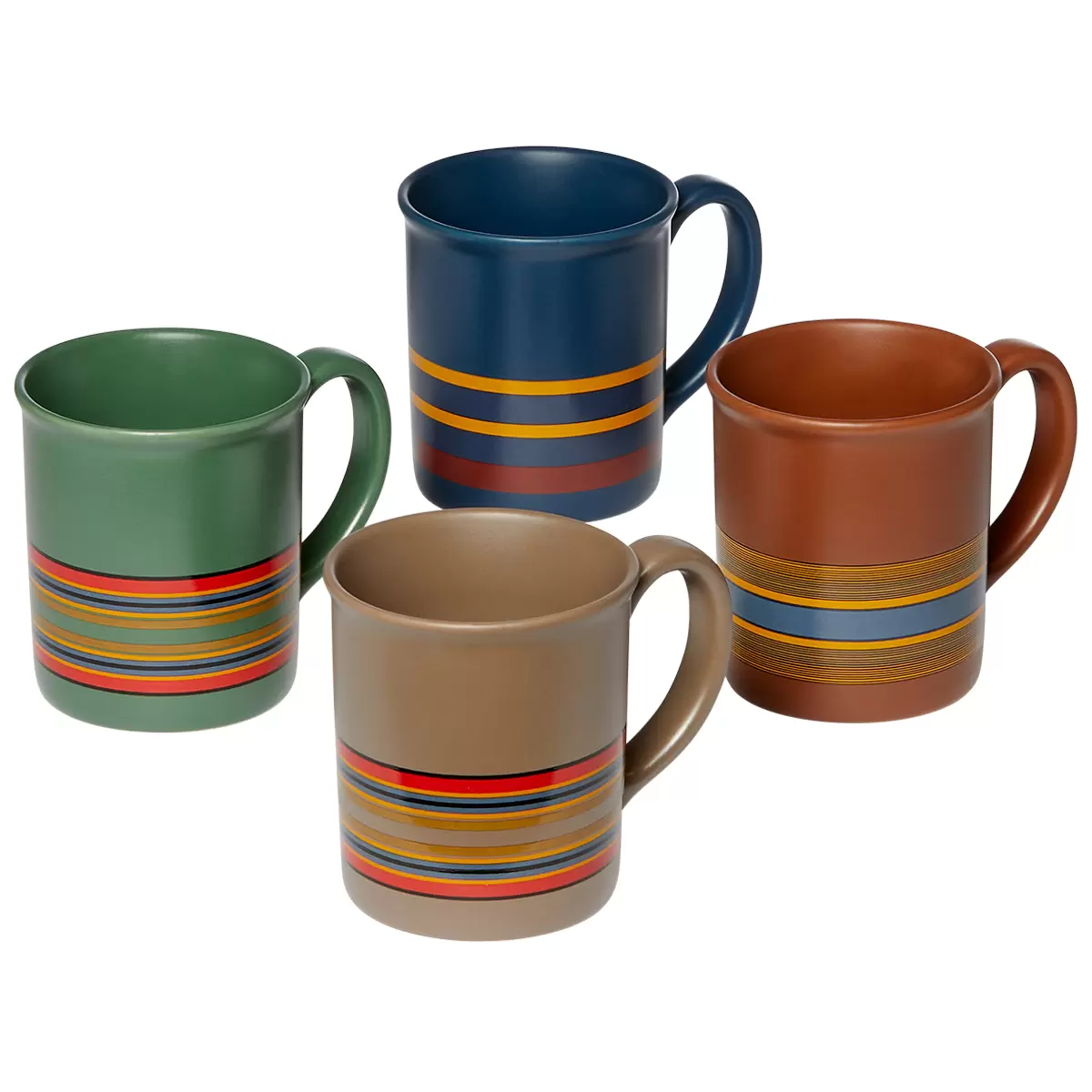 Pendleton Ceramic Mugs 4 Piece Set Camp Stripe Matte