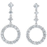 18KT White Gold 1.23ctw Round Diamond Circle Drop Earrings