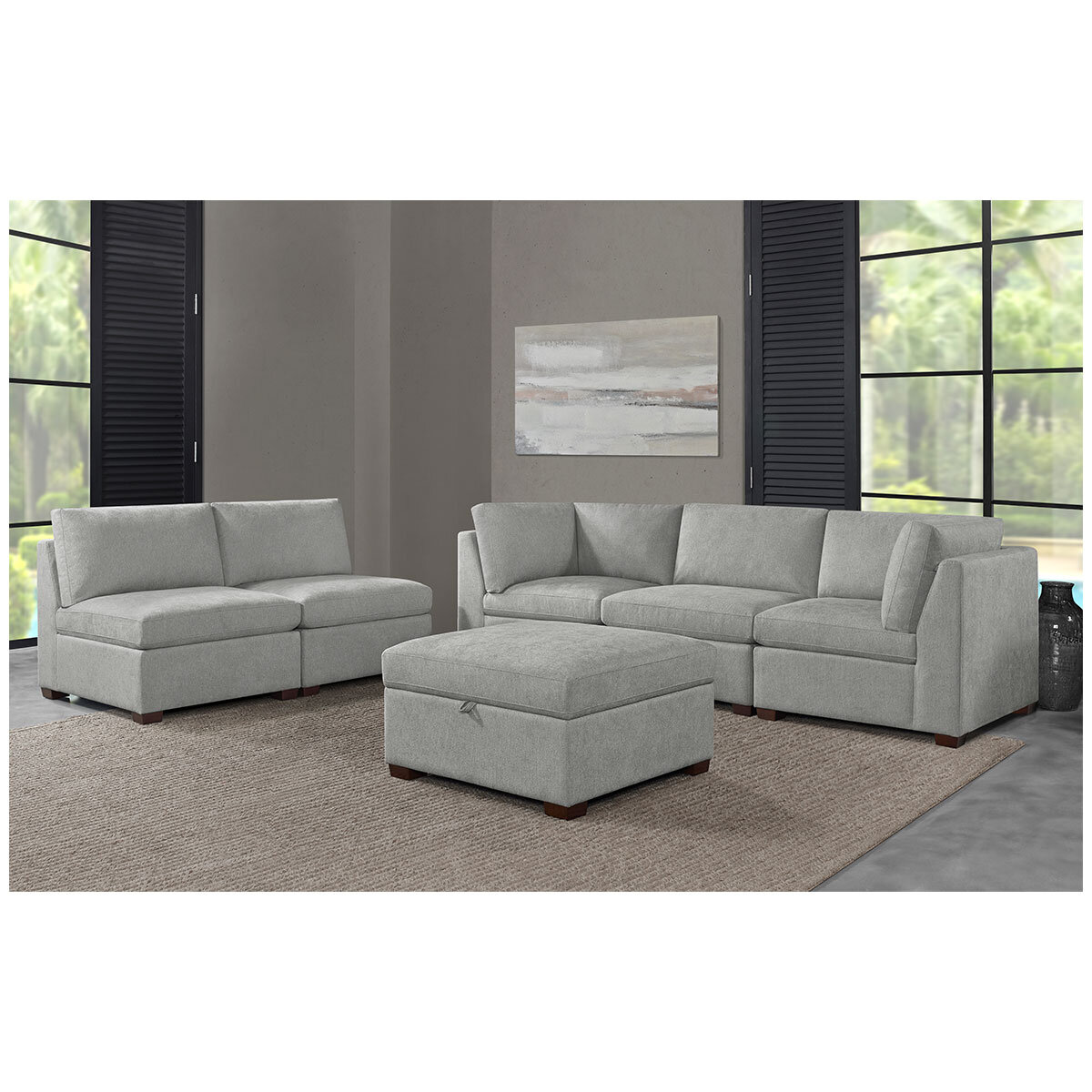 Thomasville New Rockford 6 Piece Modular Fabric Sectional