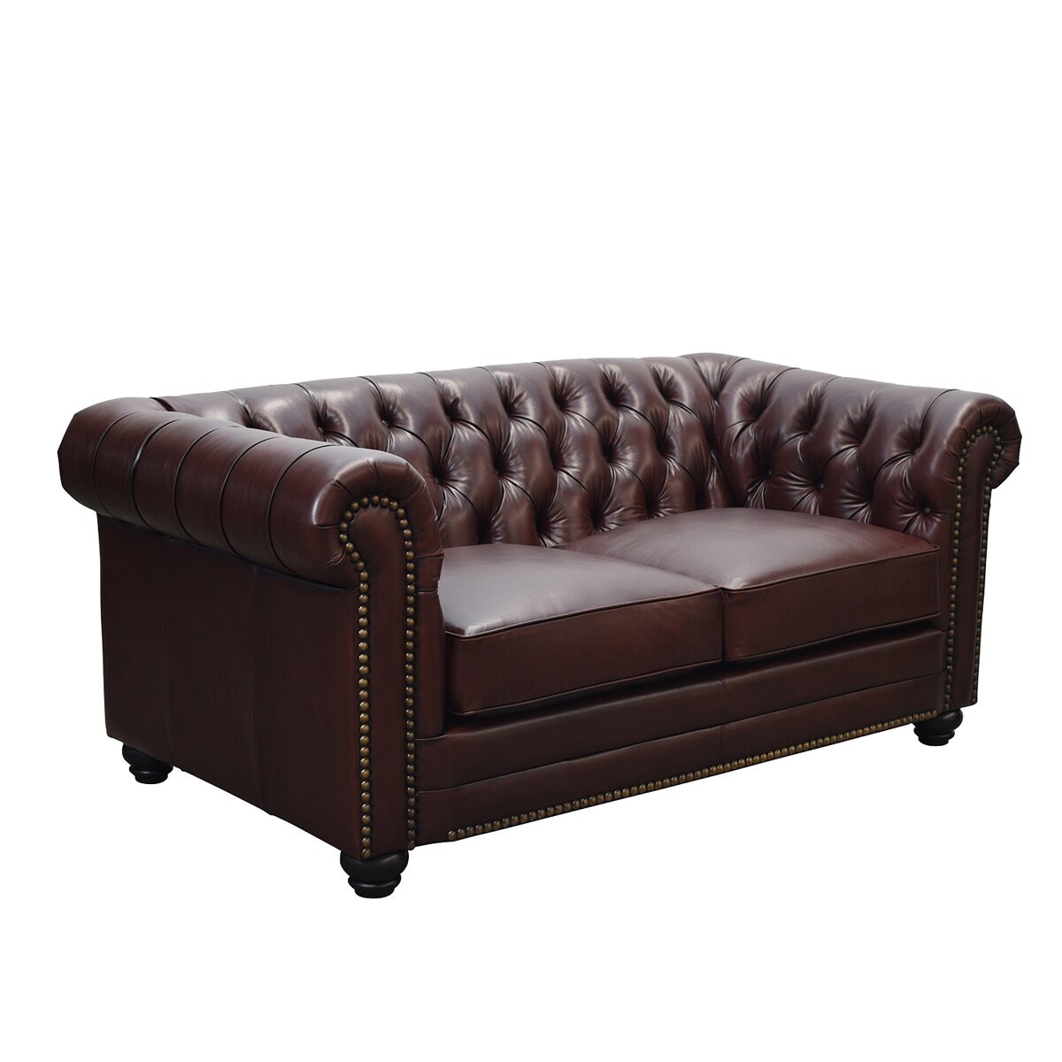 burgundy leather love seat