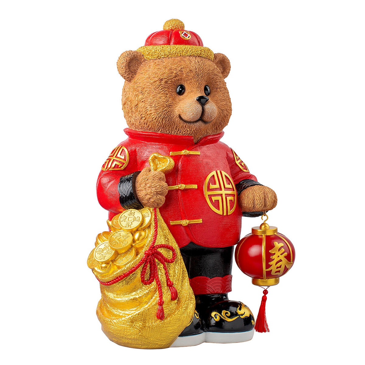 Bear Greeter with Lantern & Money Bag 48cm