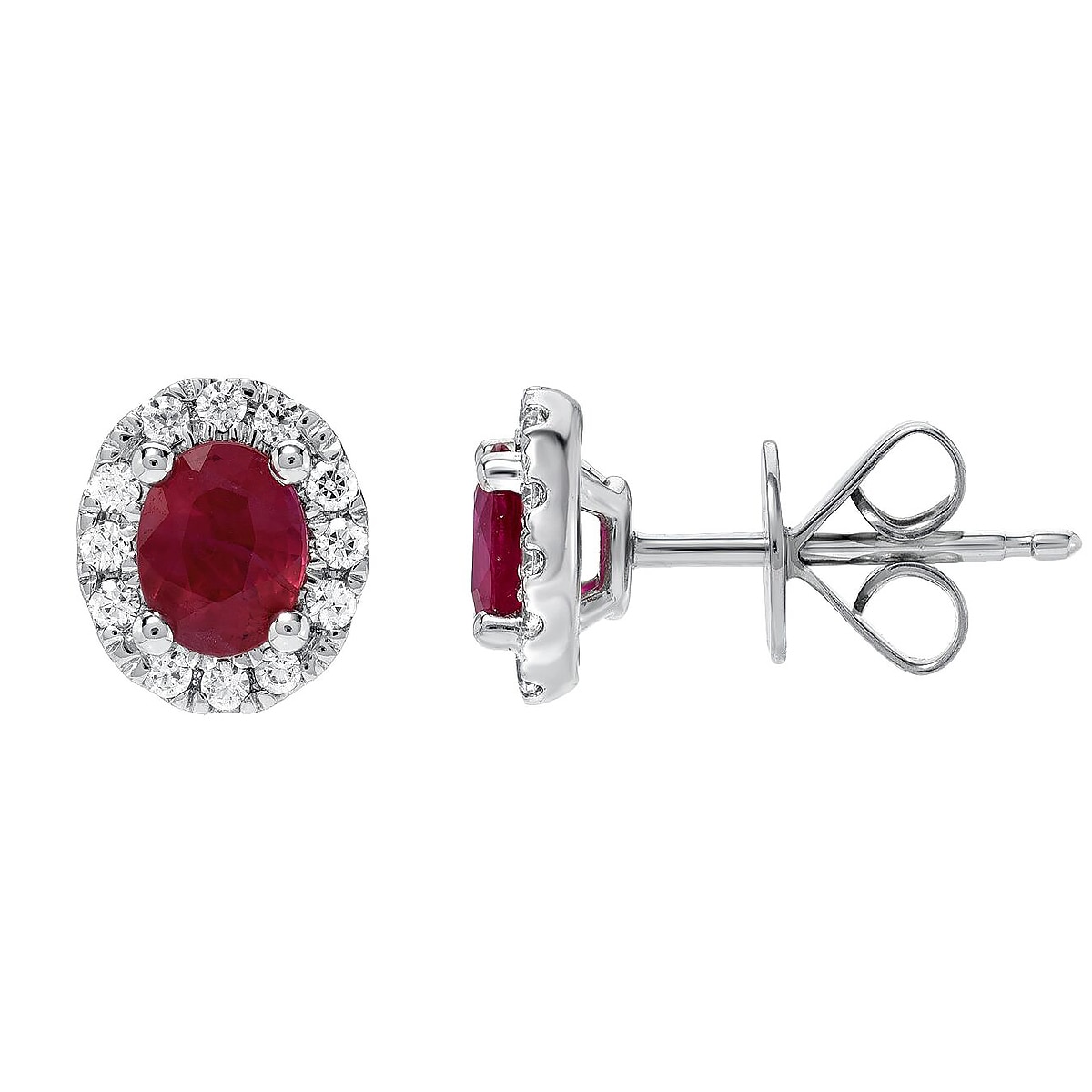18KT White Gold Ruby & Diamond Earrings | Costco Australia
