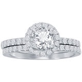 18KT White Gold 0.73CTW Round Centre Diamond Ring Set/